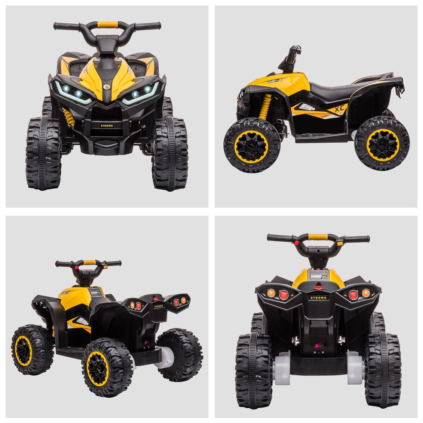 Kids Electric 12V ATV Quad Car with Music and Safety Features, Yellow