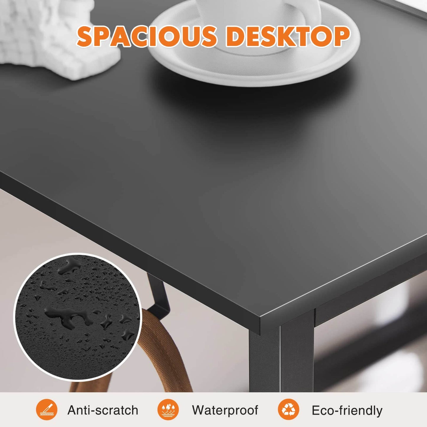 Elegant Black Wooden Office Desk with Ample Storage and Contemporary Design