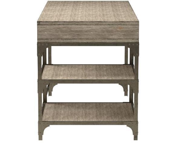 Ample Storage Industrial Desk in Weathered Oak and Antique Silver