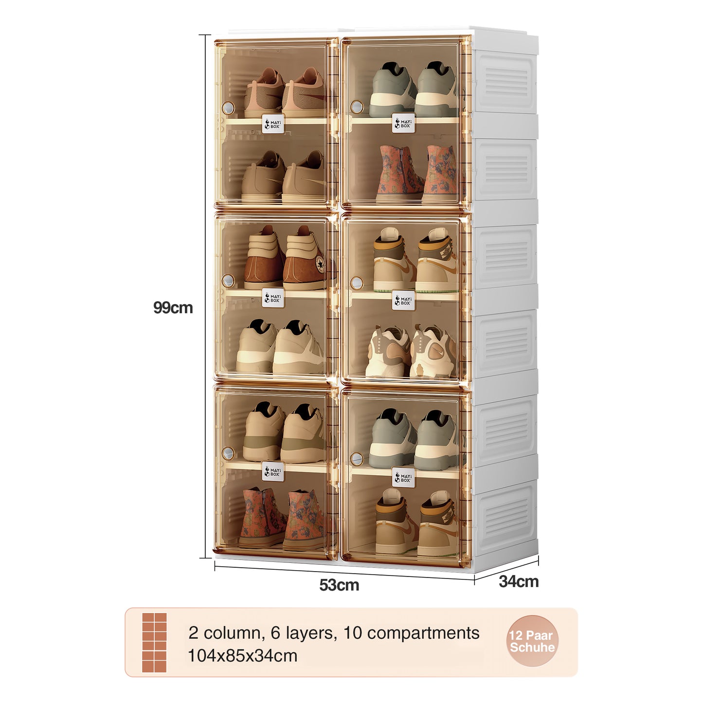 Portable Shoe cabinet  Living Room,Stackable Storage Organizer Cabinet with Doors and Shelves,Shoe Box for Closet