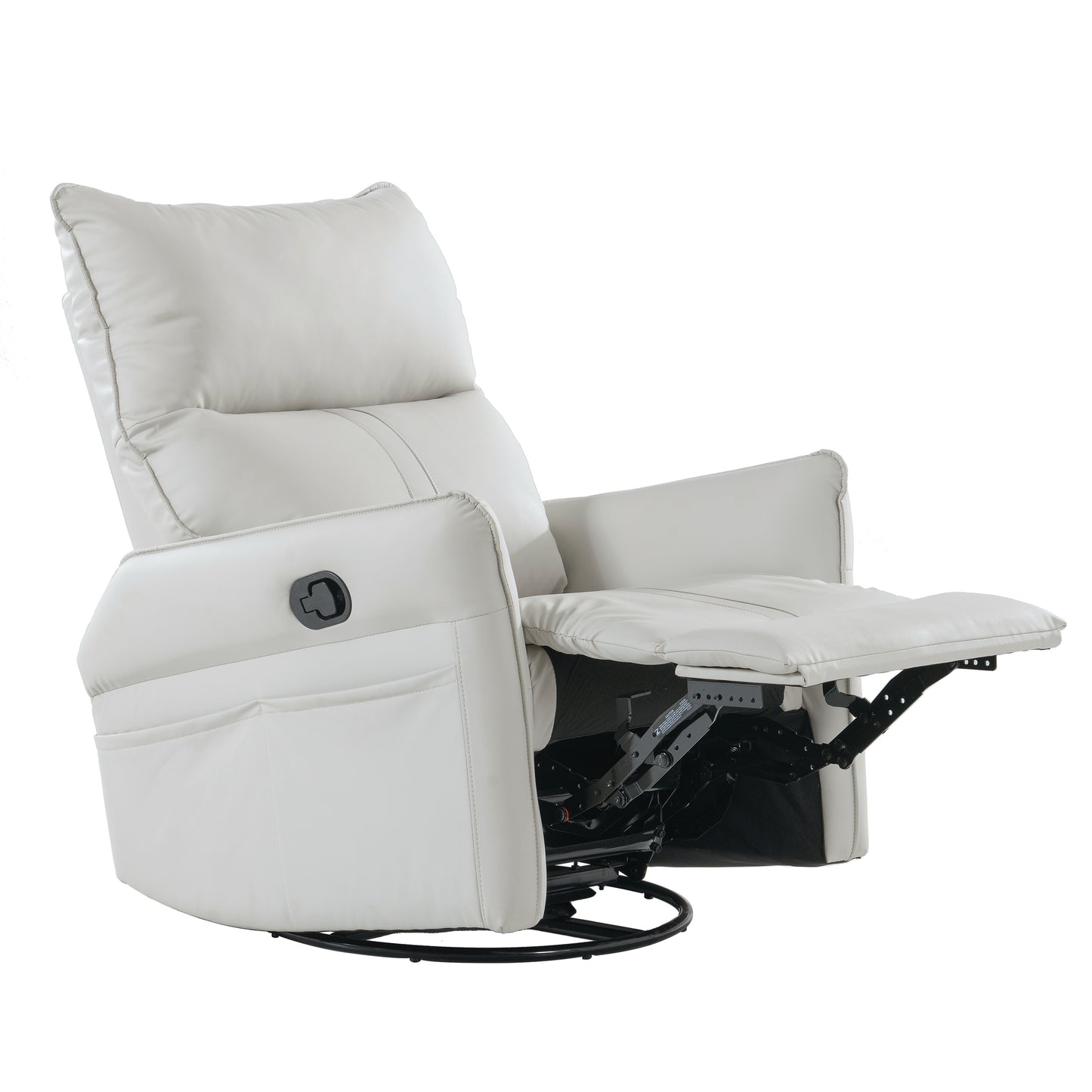 Light Gray Swivel Rocking Recliner Chair with Side Pockets