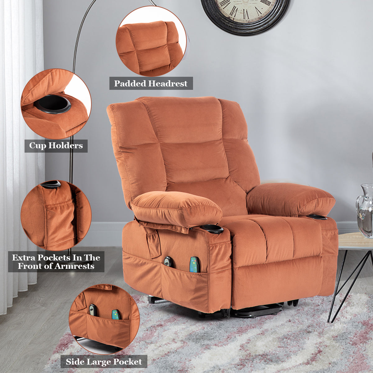 Comfort Plus Elderly Power Lift Recliner Chair with Heat and Massage