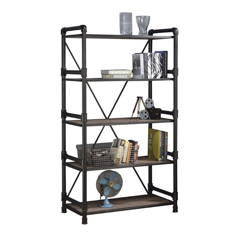 Caitlin Bookshelf in Rustic Oak & Black 92220