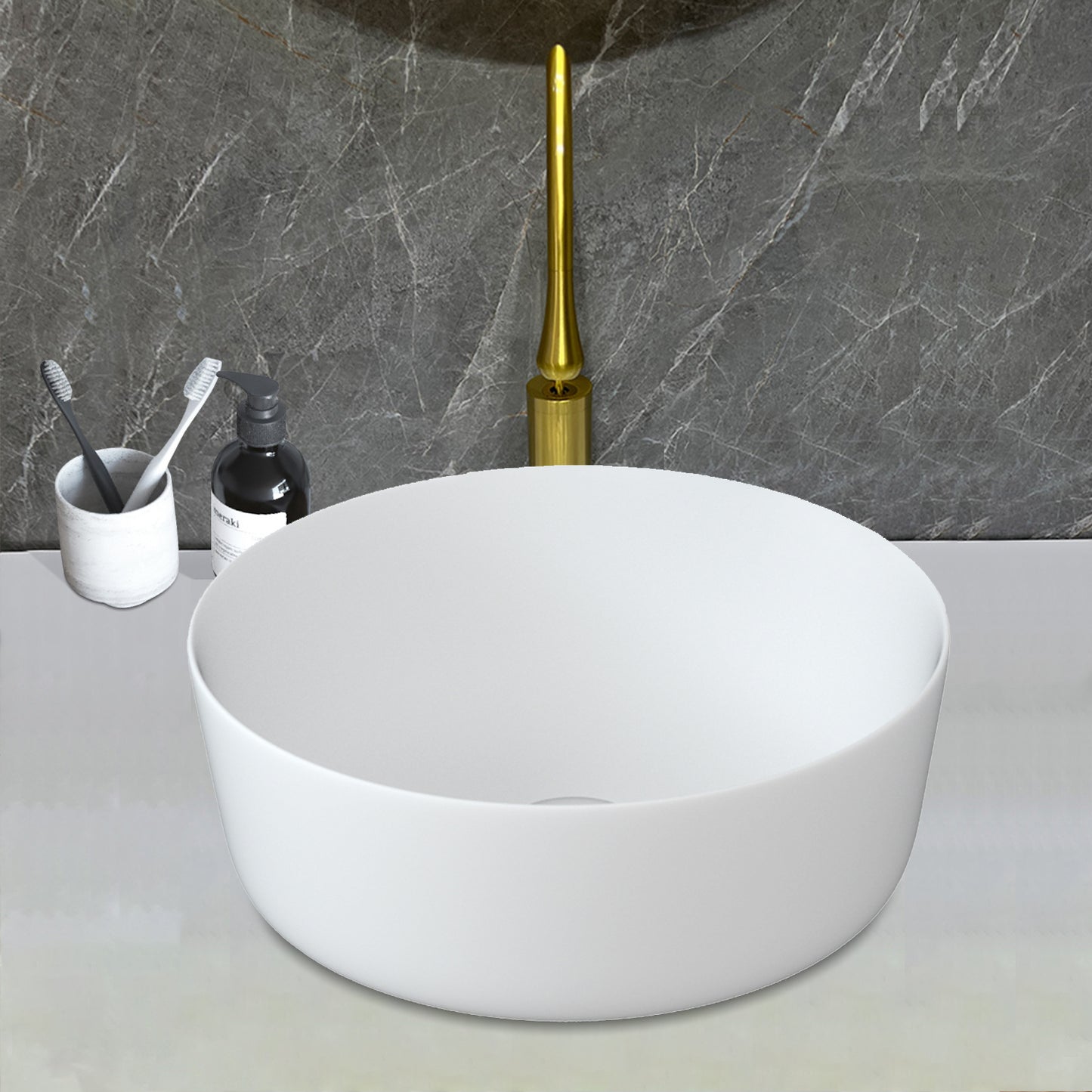 Vessel Bathroom Sink Basin in White Ceramic