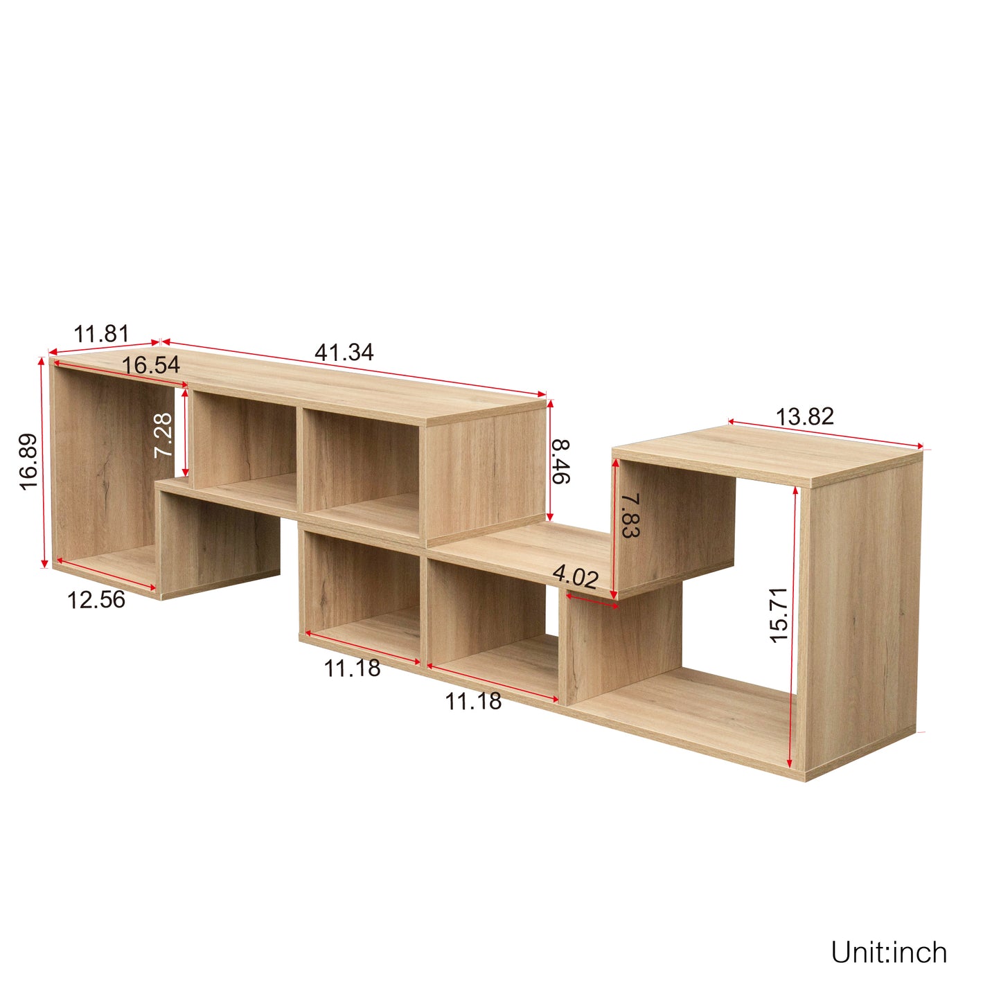 Rustic Oak Double L-Shaped Stand for Versatile Home Organization