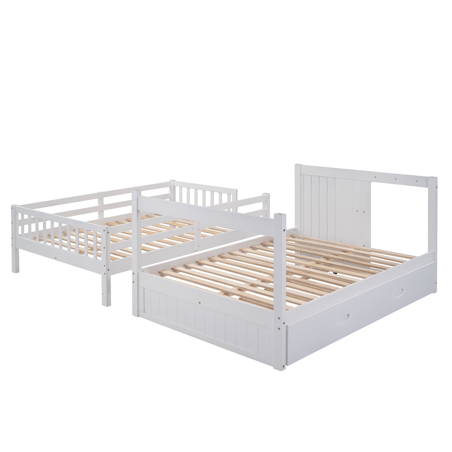 Staircase Full-Over-Full Bunk Bed with Twin Trundle and Storage Drawers - LT000026AAK