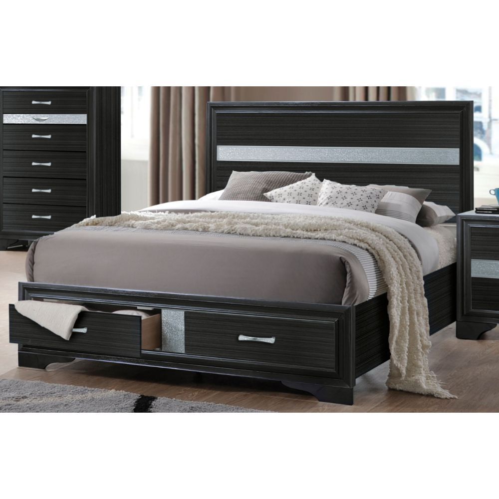 Naima Queen Bed in Black 25900Q