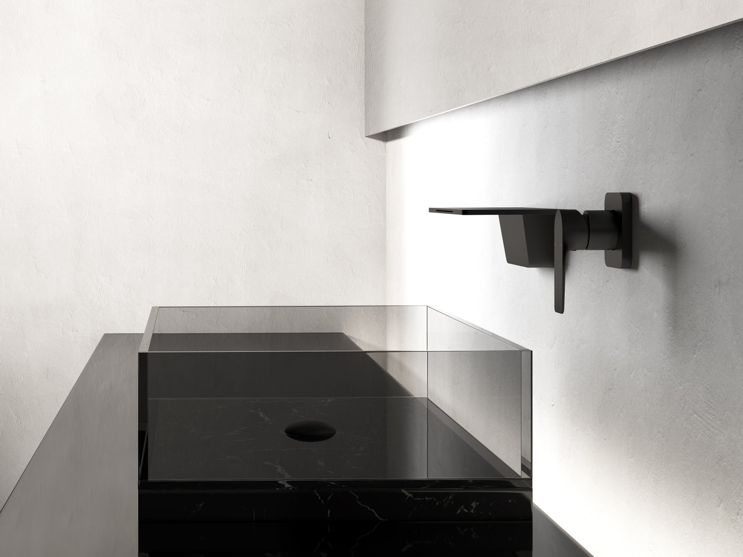 Modern Matte Black Bathroom Sink Faucet with Waterfall Spout