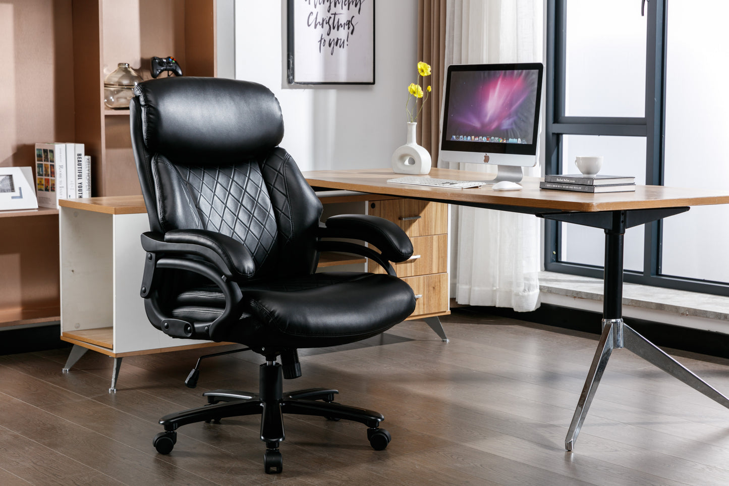 Office Desk Chair with High Quality PU Leather,Adjustable Height/Tilt,360-Degree