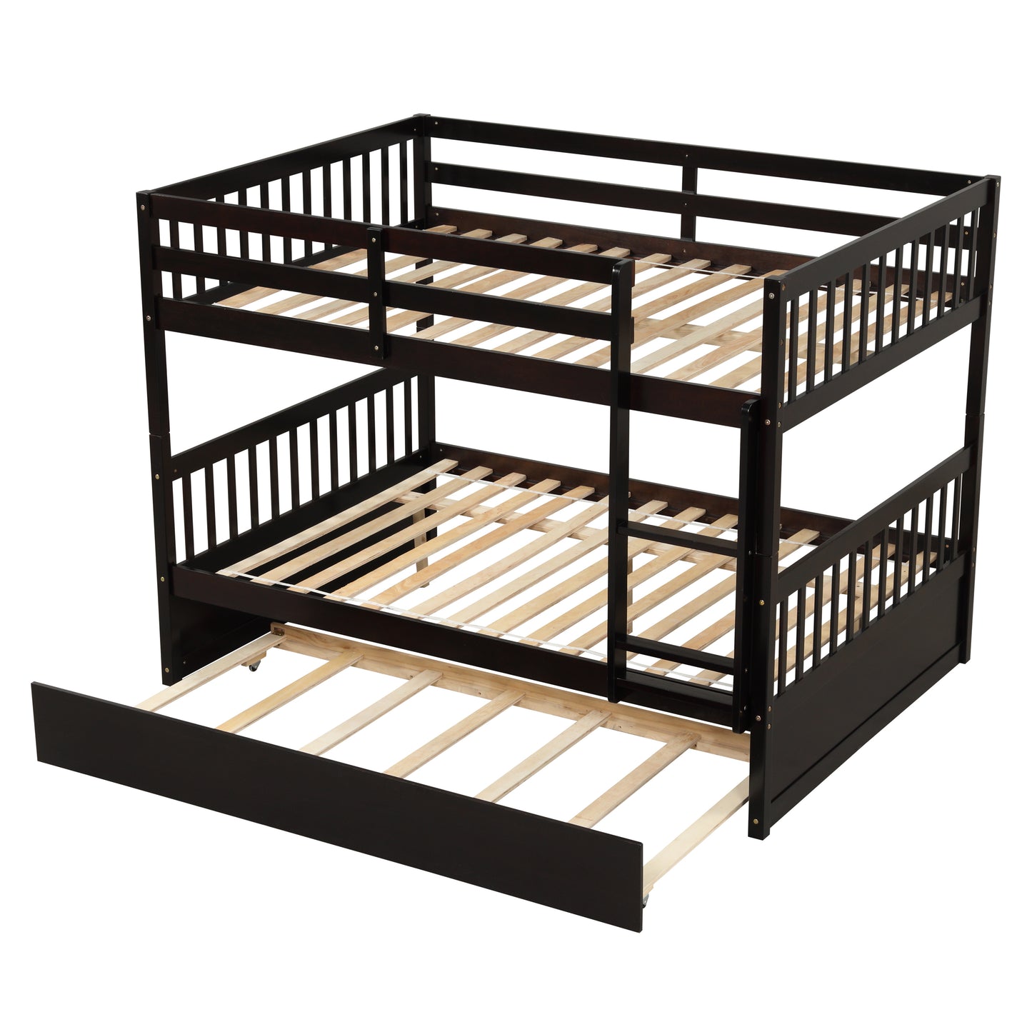 Espresso Rustic Full Size Bunk Bed Set with Trundle