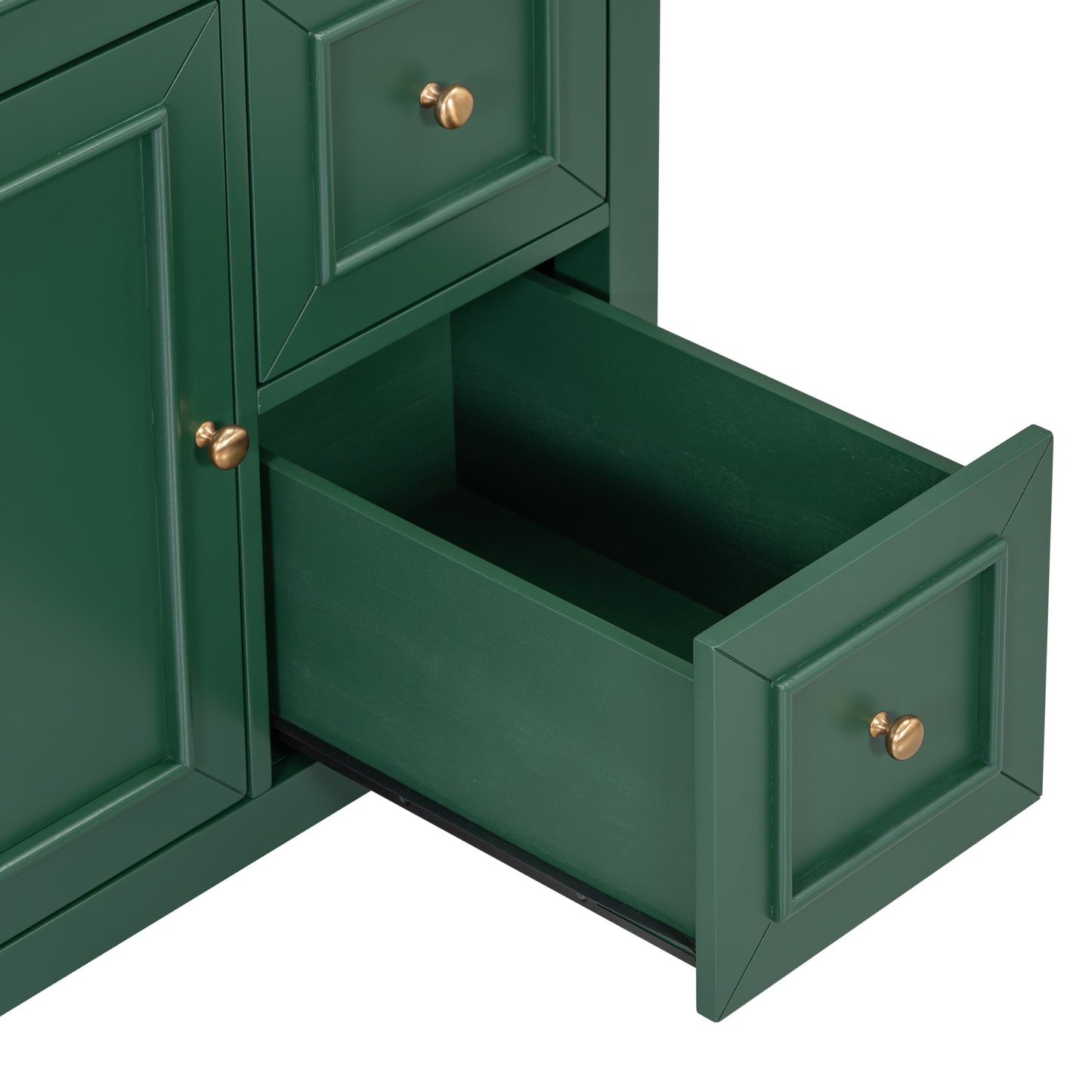 30" Bathroom Vanity with Sink Top, Bathroom Vanity Cabinet with Door and Two Drawers, Solid Wood Frame, One Package, Green