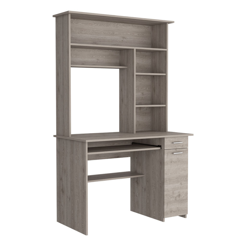 Acequia Office Desk with Hutch, Light Gray