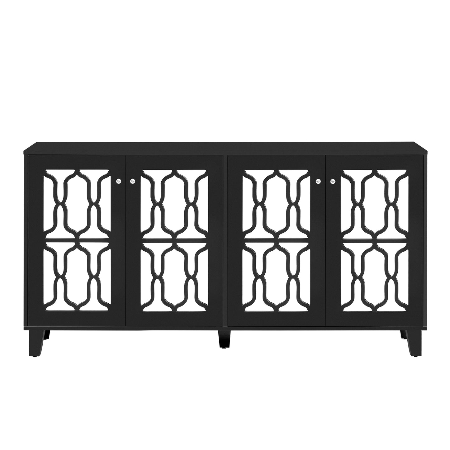 Adjustable Shelves Buffet Cabinet: Multifunctional Black Mirror TV Stand