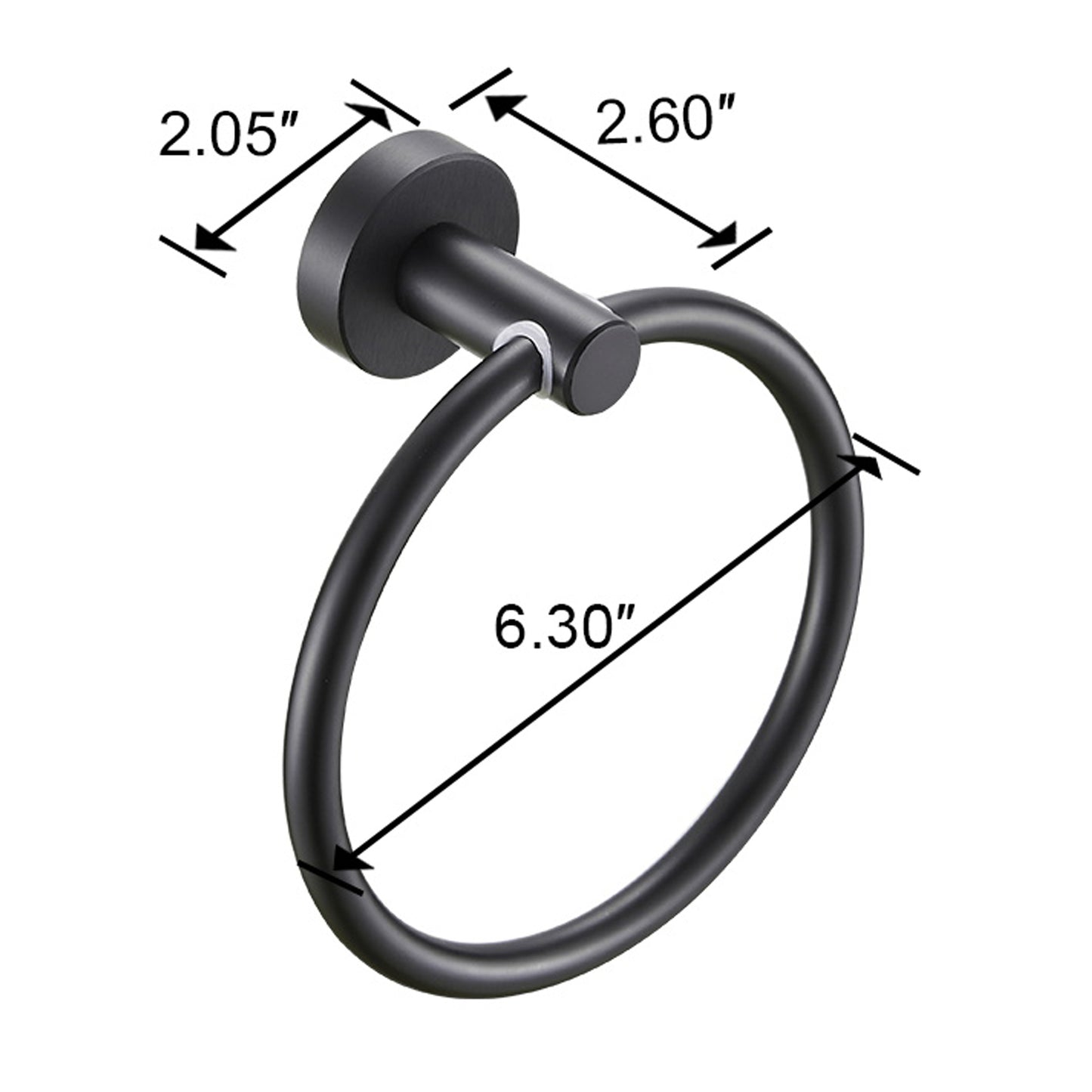 Matte Black Swivel Bathroom Hand Towel Ring with Fully-Enclosed Circle Design