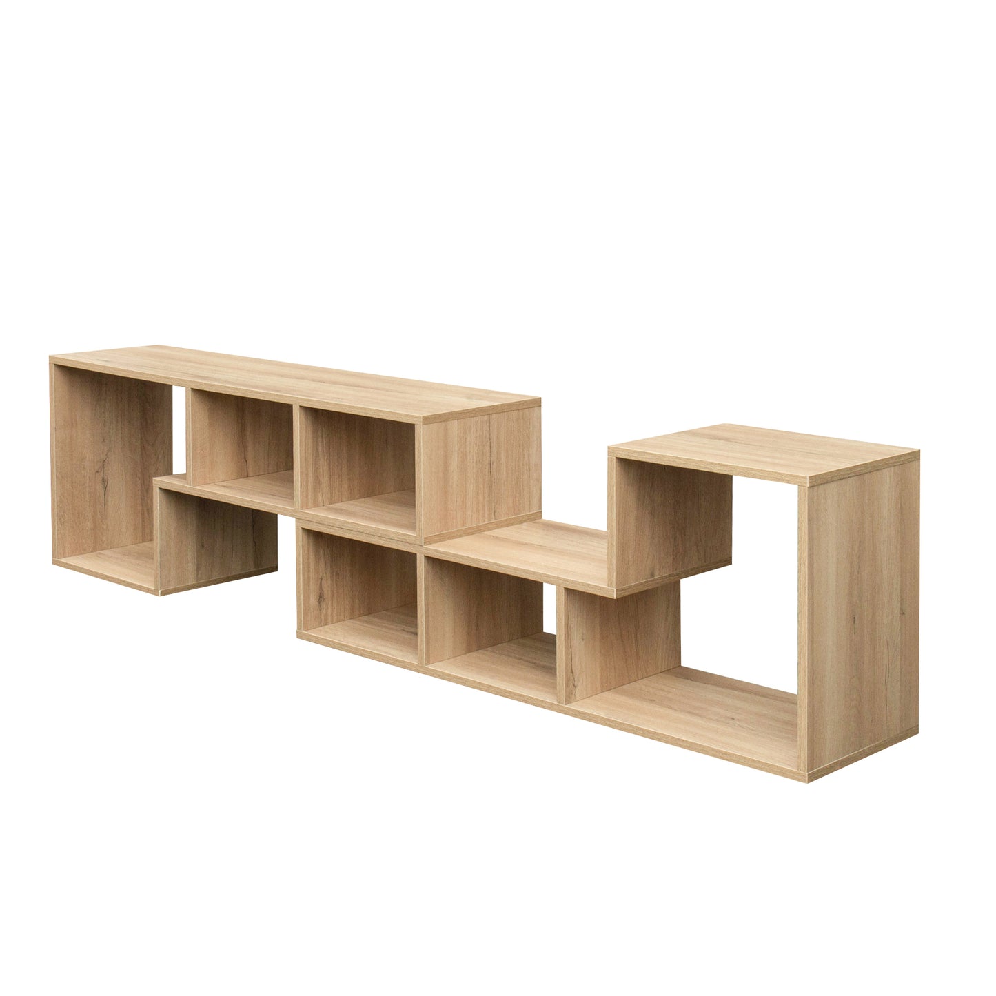 Rustic Oak Double L-Shaped Stand for Versatile Home Organization