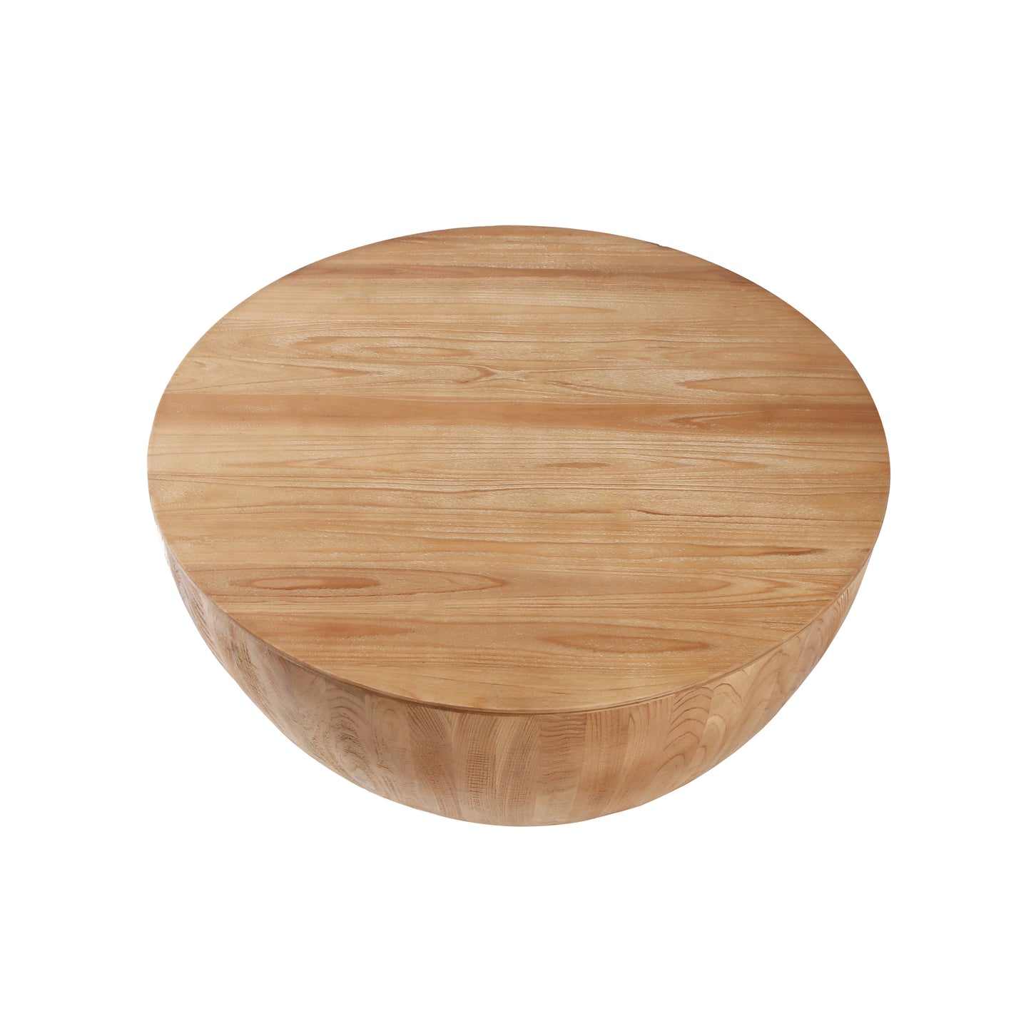 Vintage Style Barrel Shaped Coffee Table for Office, Dining Room, and Living Room - Natural Finish