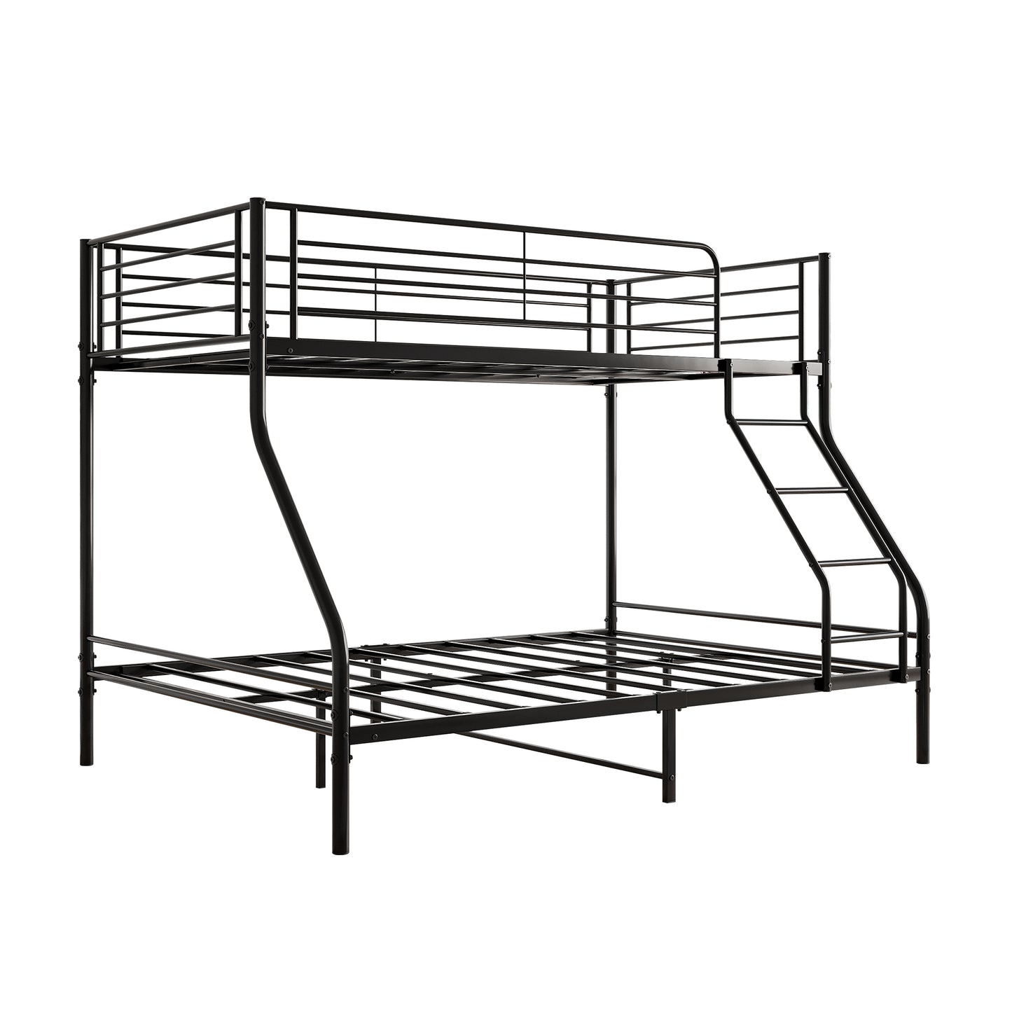 Sturdy Black Metal Twin-Over-Full Bunk Bed with Upgraded Safety Features