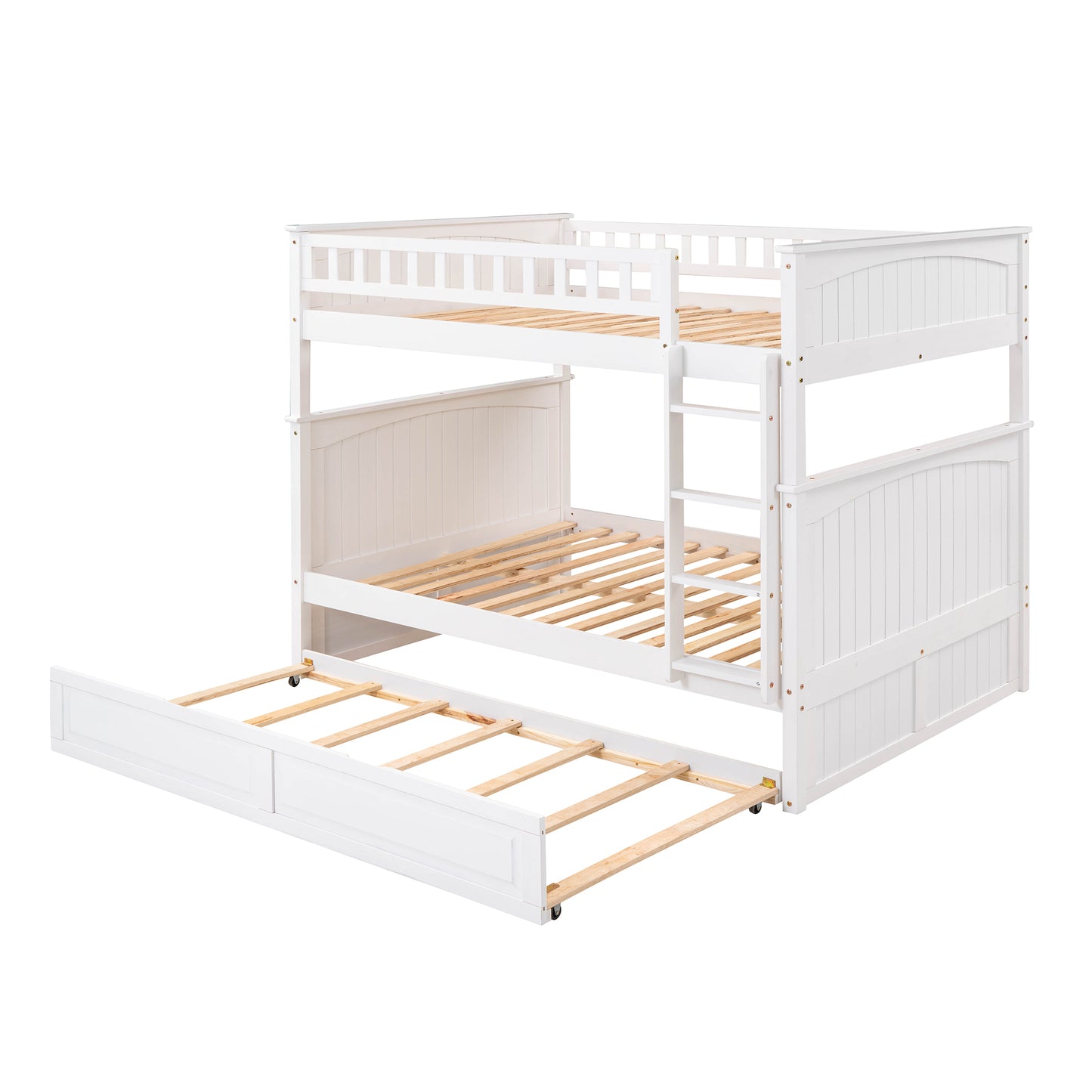 White Full Bunk Bed with Twin Trundle for Maximum Space Saving