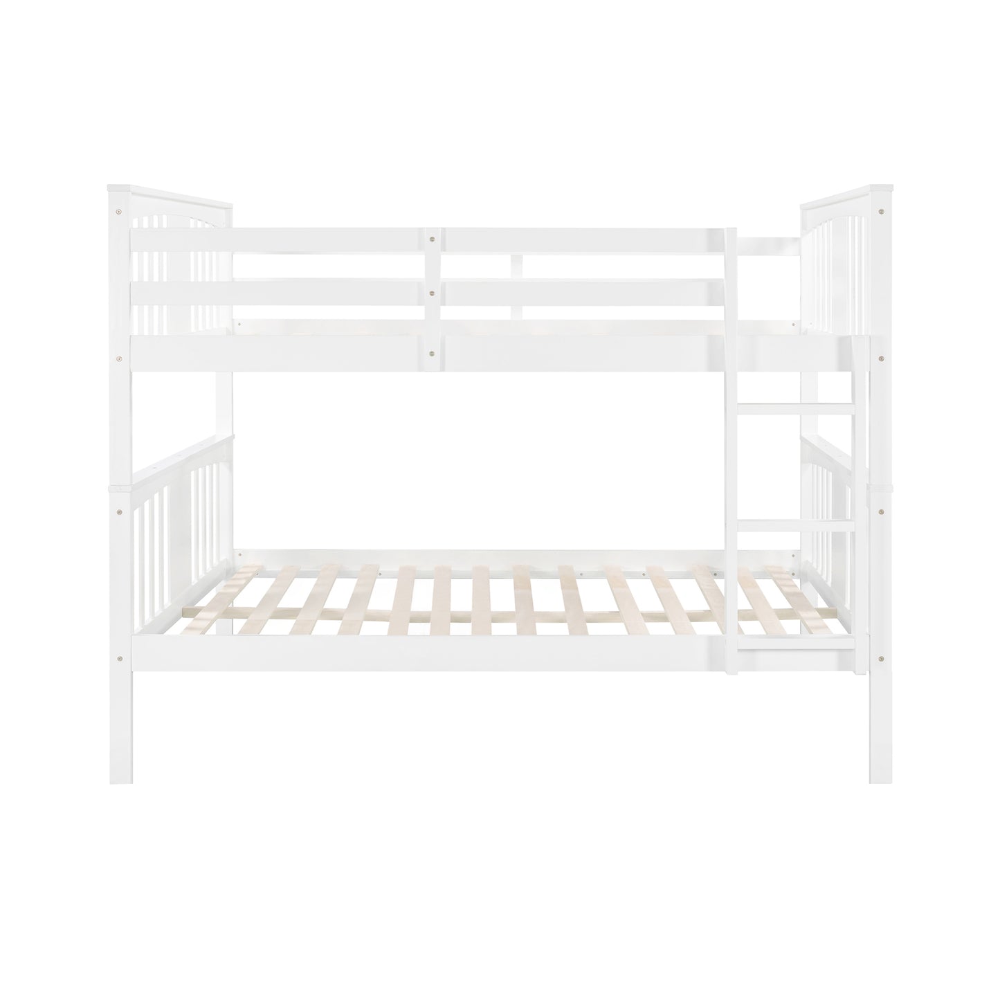 Stylish White Full-Size Bunk Bed with Ladder and Versatile Design