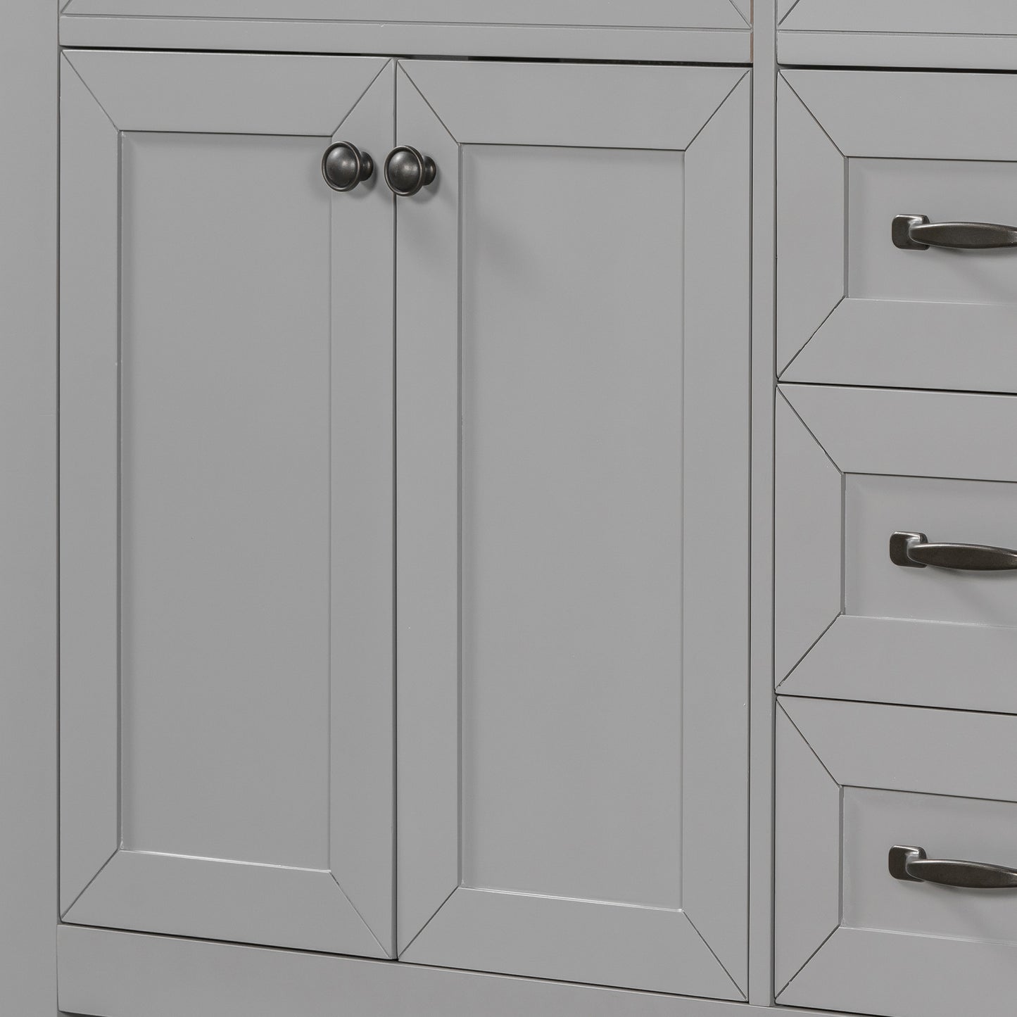 36" Bathroom Vanity with Sink Combo, Bathroom Cabinet with Drawers, Solid Frame and MDF Board, Grey