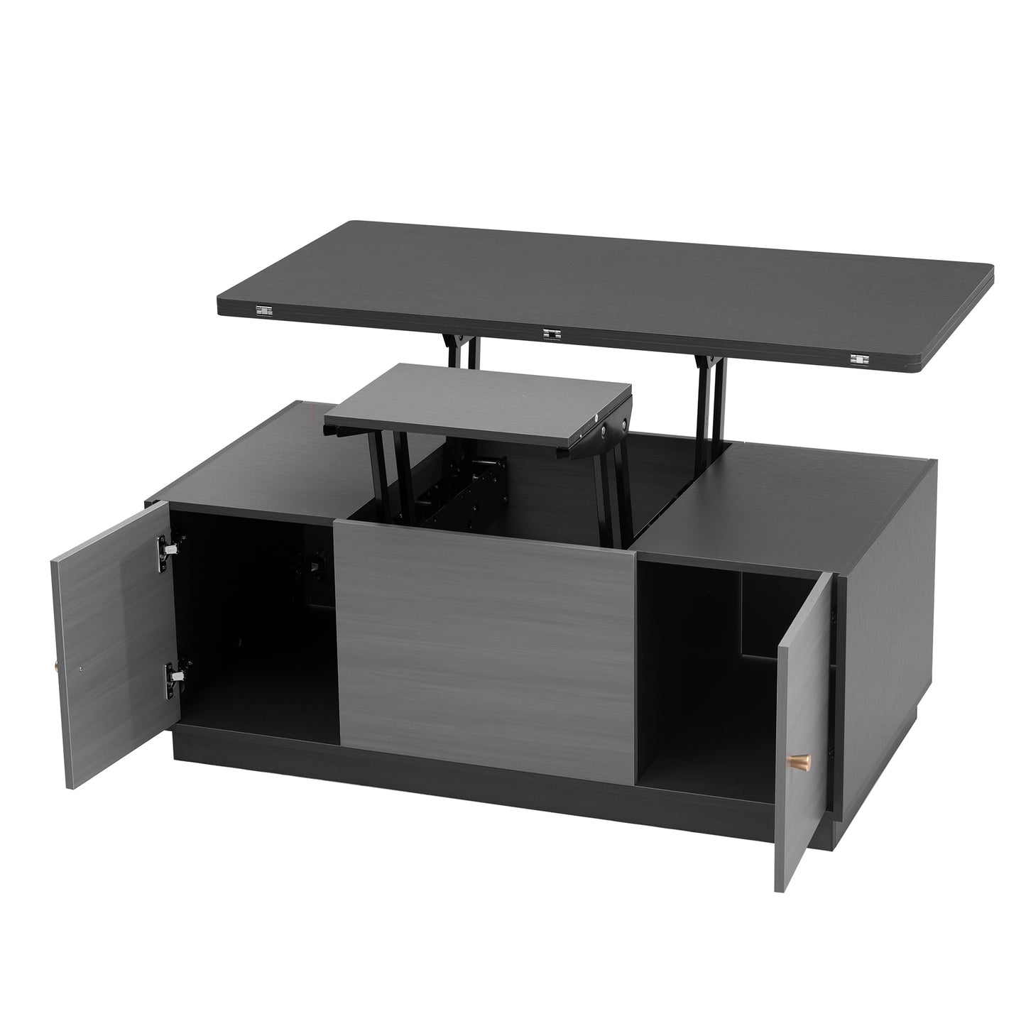 Extendable Lift-Top Coffee Table with Storage in Contemporary Gray