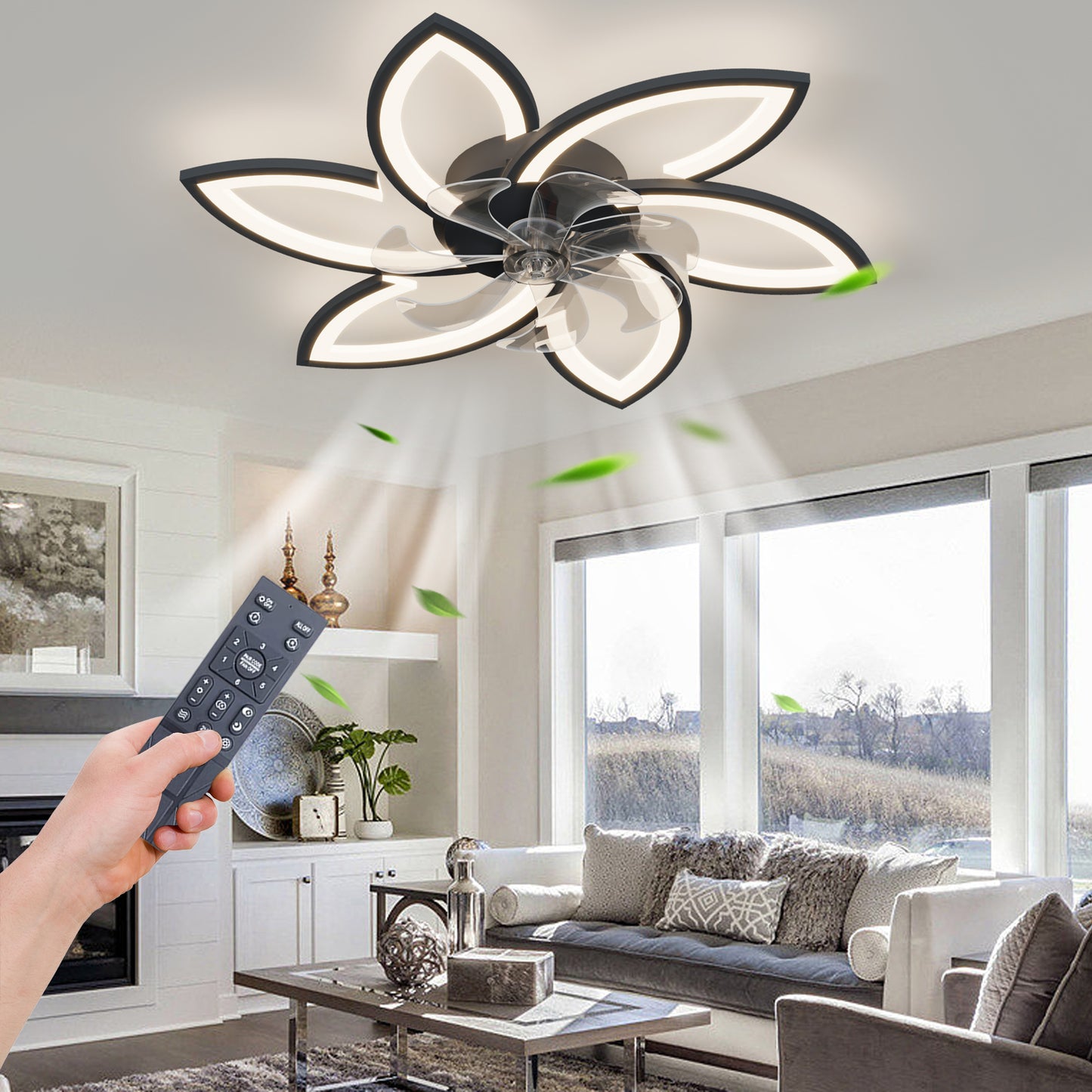 Modern 31-Inch Ceiling Fan with Dimmable LED Lights and Remote Control