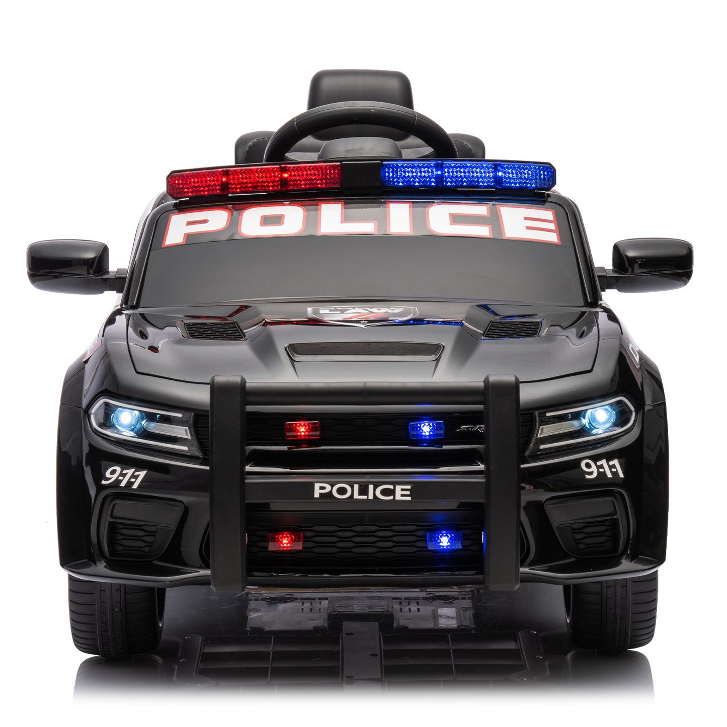 Licensed Dodge Charger,12v Kids ride on police car W/Parents Remote Control,anti-collision bar,Front& top alarm light design,Police car sticker,megaphone,three-speed,slow start,Four wheel suspension.