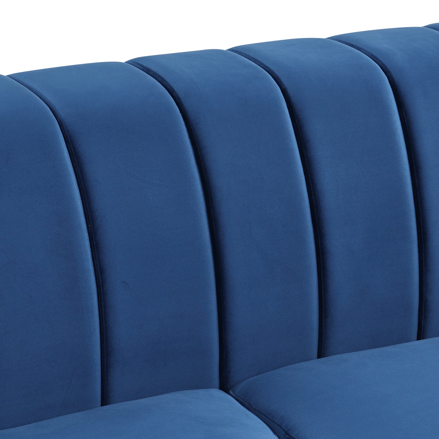 51 Modern Button Tufted Blue Upholstered Sofa with Solid Wood Legs