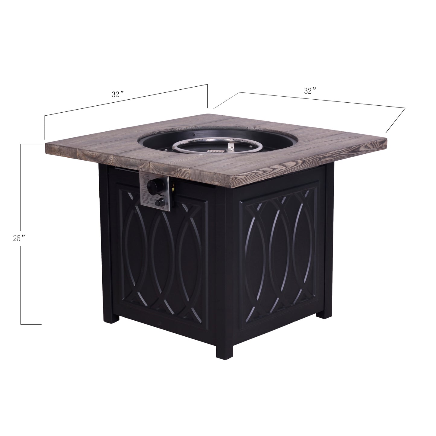32-inch Faux Woodgrain Propane Outdoor Fire Pit Table