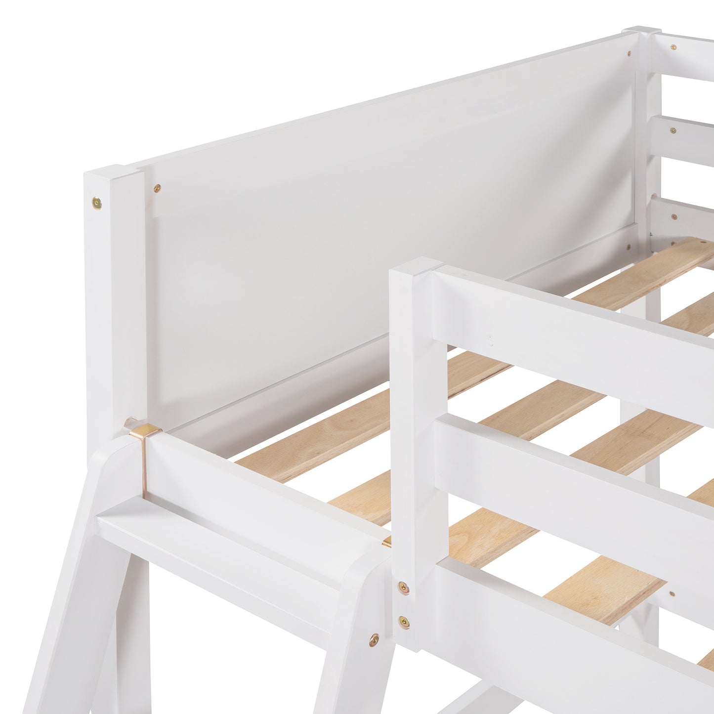 Solid Wood Twin Size Loft Bed with Ladder(White)(: WF191903AAK)