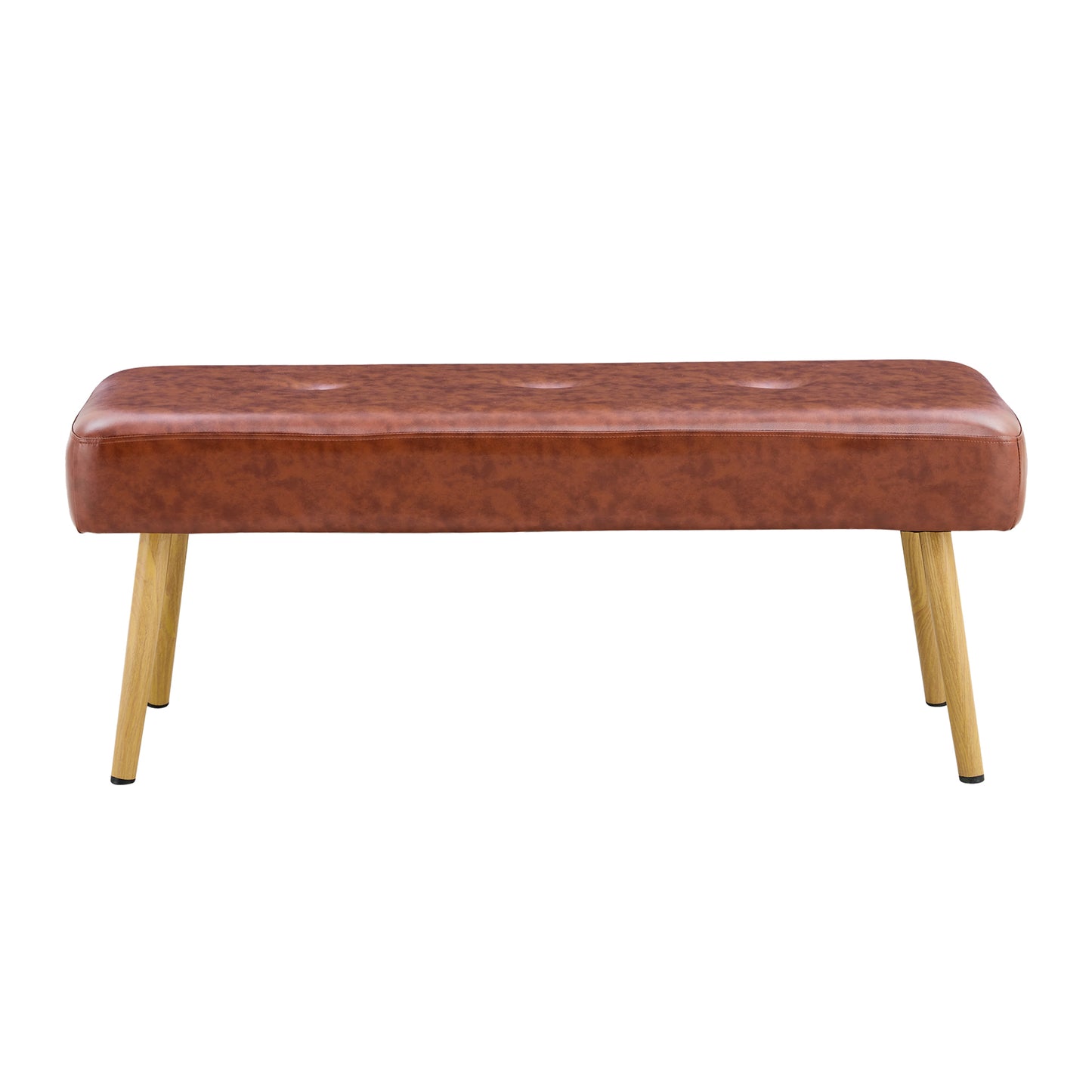 PU Upholstered Bench With Metal Legs .Shoe Changing Bench Sofa Bench Dining Chair .for to Bedroom Fitting Room, Store, Dining Room and Living Room.BrownST-004-BR