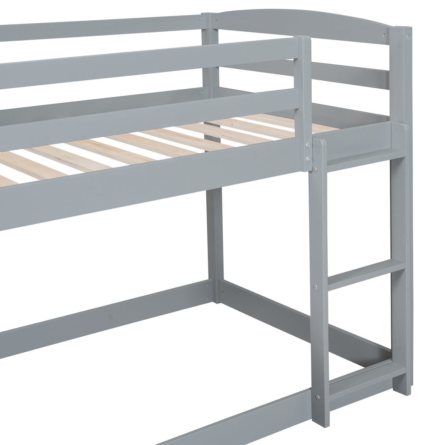 Convertible Gray Twin Bunk Bed with Slide, Ladder, and Playful Design