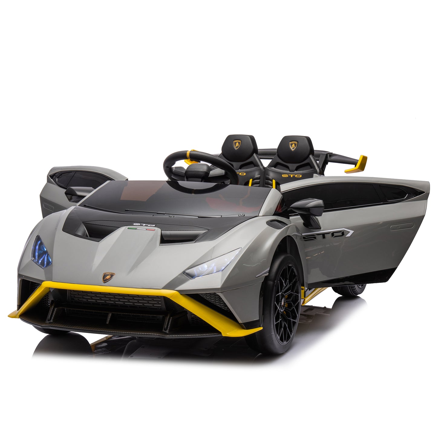 Lamborghini Huracan Sto 24V Kids Electric Ride-On Drift Car: Speeds 1.86-5.59 MPH, Ages 3-8, Foam Front Wheels, 360° Spin, LED Lights, Dynamic Music, Early Learning, USB Port, Drift Feature