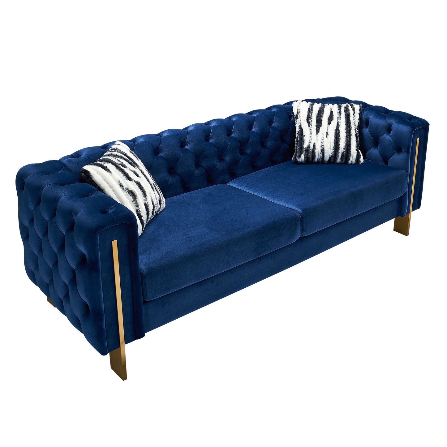 Chesterfield Modern Tufted Velvet Living Room Sofa, 84.25''W Couch,Blue