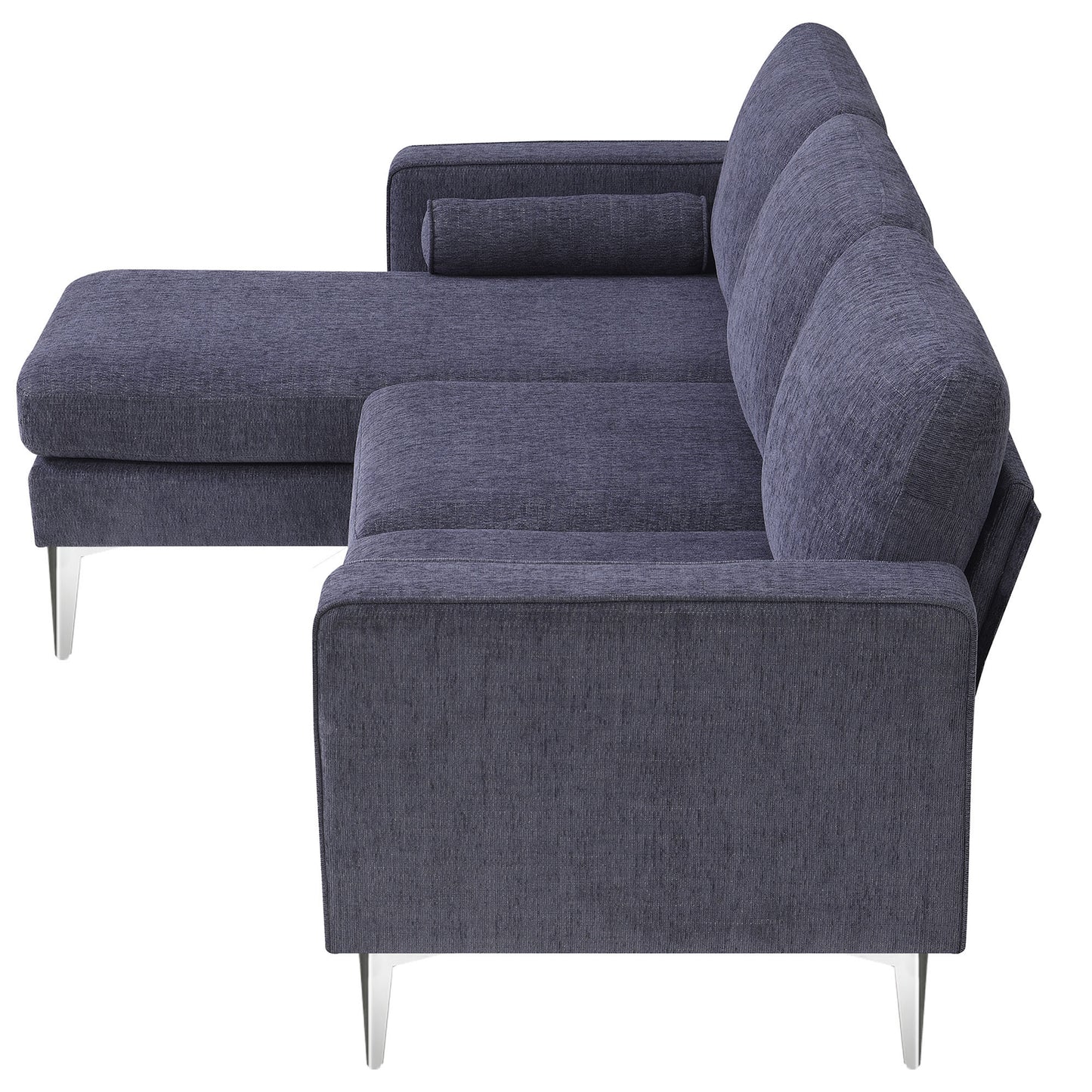 86 Modern Chenille Fabric Convertible Sectional Sofa with Reversible Chaise and 3-Seat Design