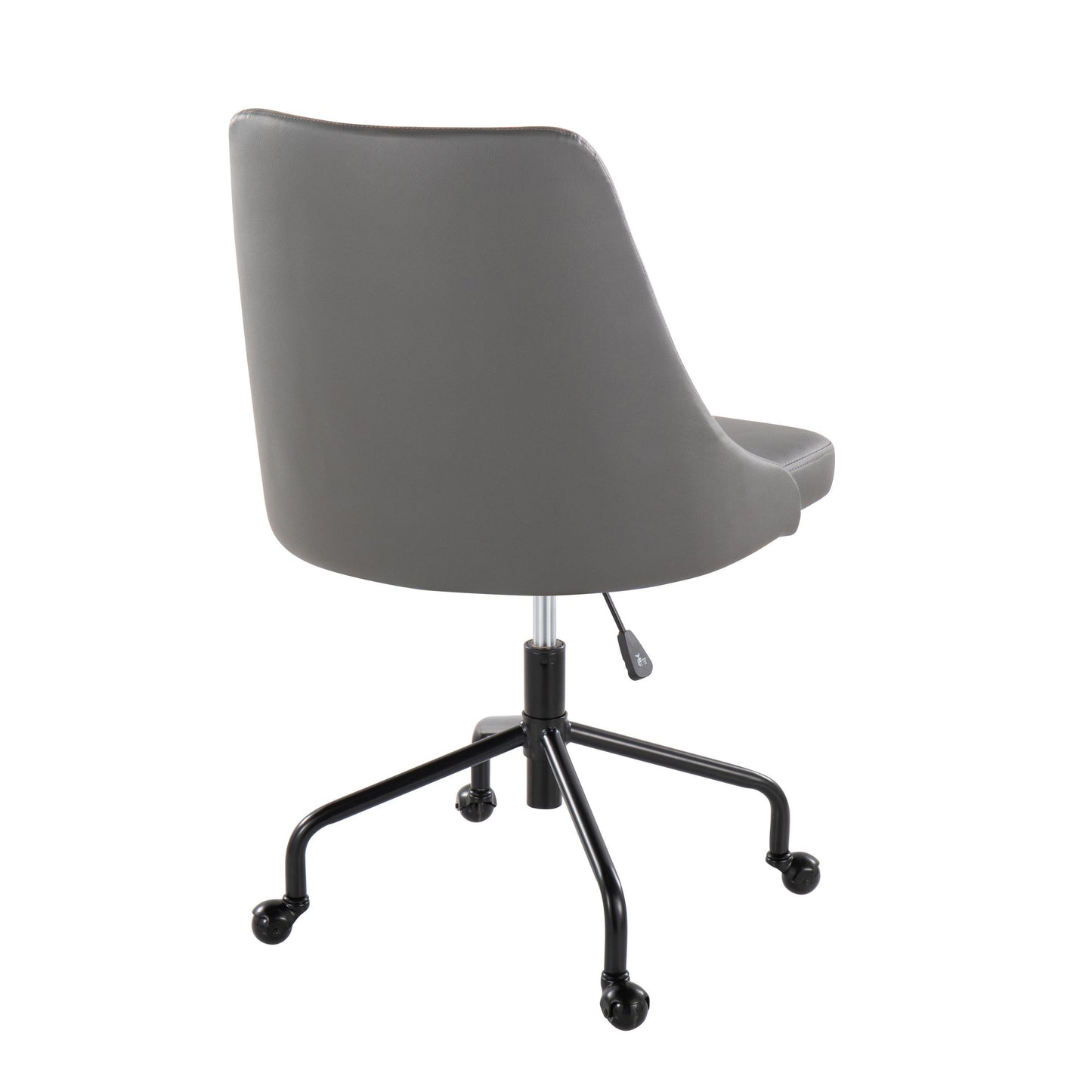 Marche Contemporary Adjustable Office Chair with Casters in Black Metal and Grey Faux Leather by LumiSource