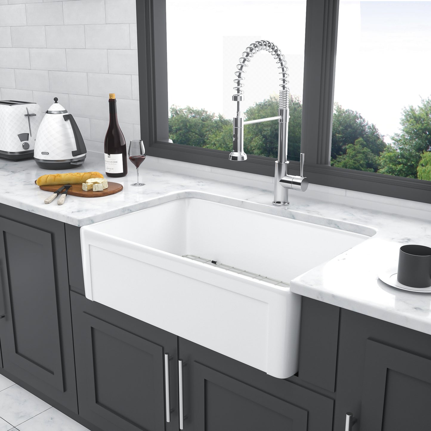 30 Inch Reversible Ceramic White Farmhouse Kitchen Sink