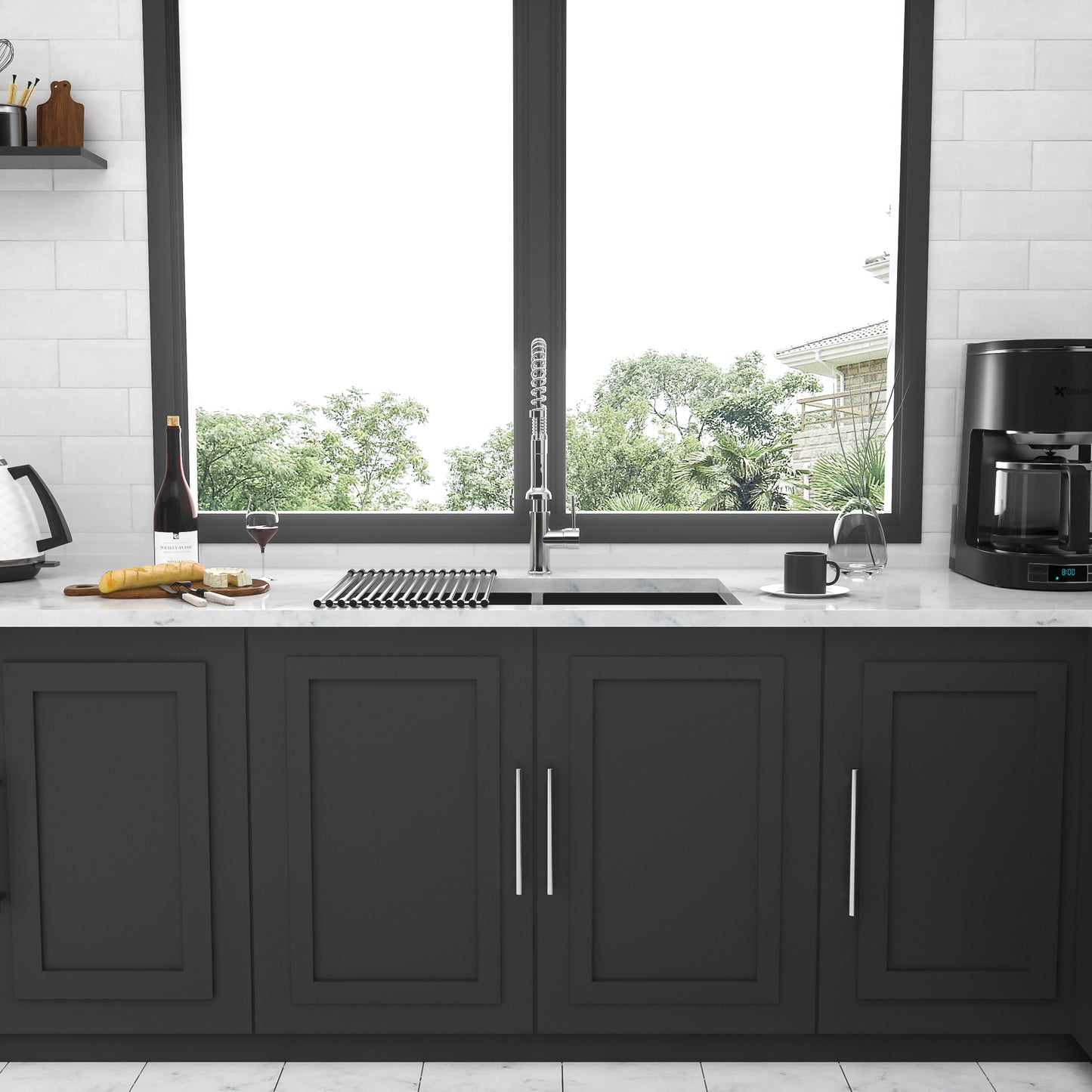 Gunmetal Black Kitchen Sink with Double 10 Deep Basin