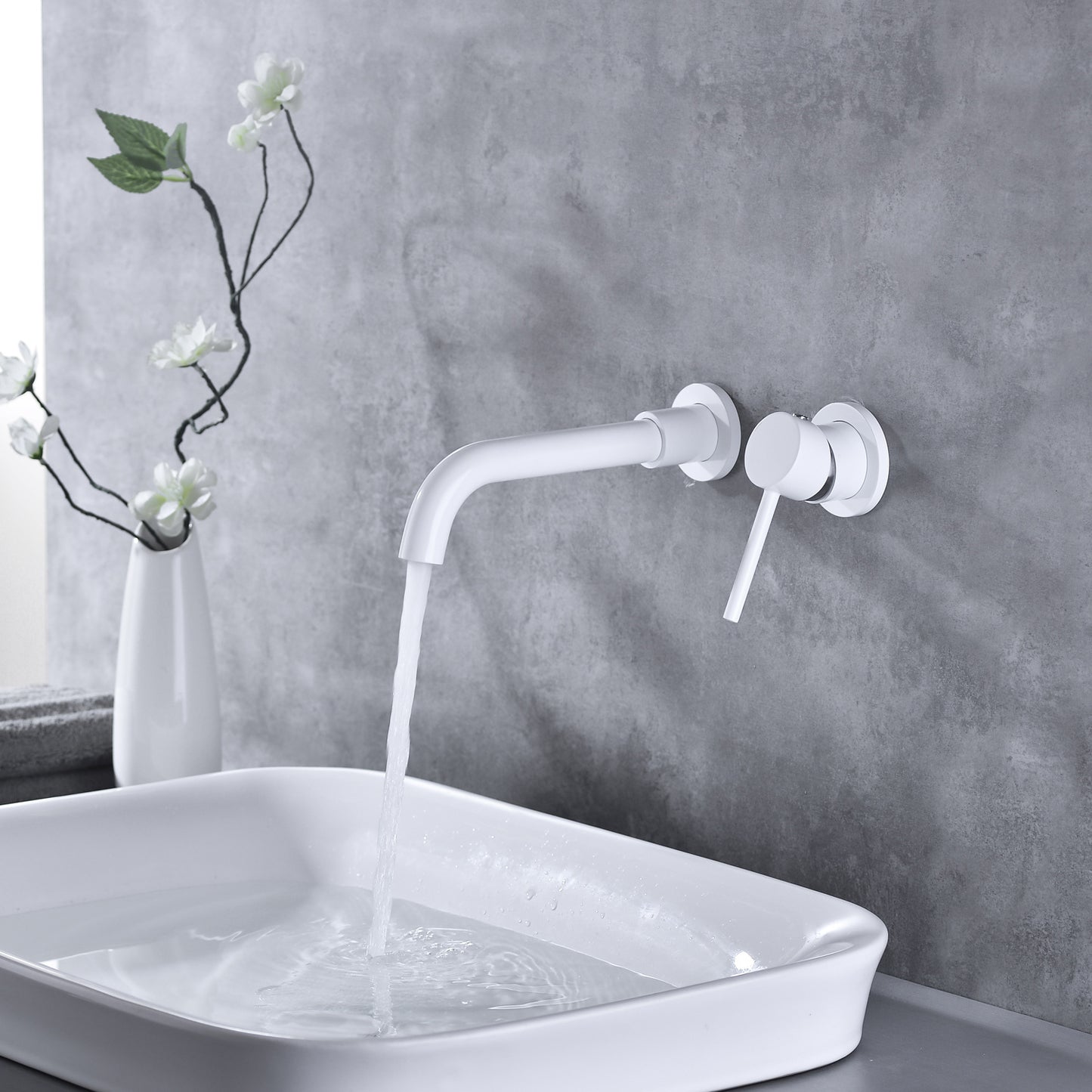 Elegant Wall Mounted Bathroom Faucet with Single Lever Handle