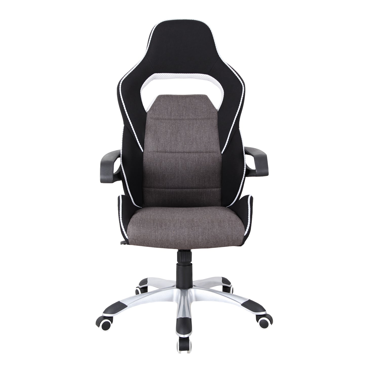 Ergonomic Upholstered Racing Style Home & Office Chair, Grey/Black