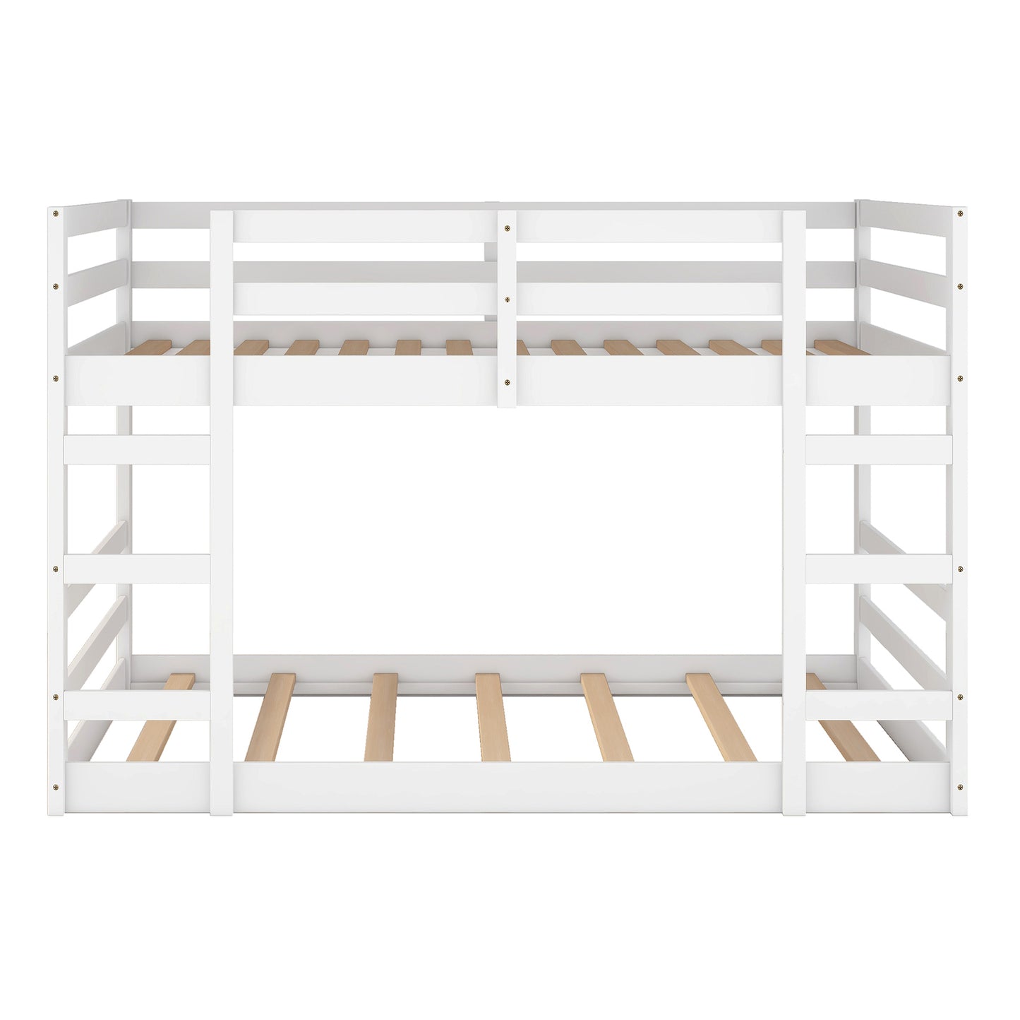 White Twin Over Full Bunk Bed with Ladder