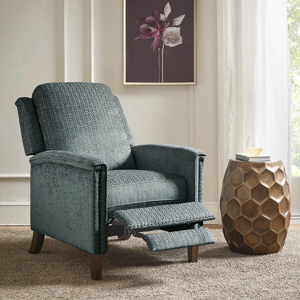 Madison Park Salina High Back Manual Recliner with Nailhead Trim