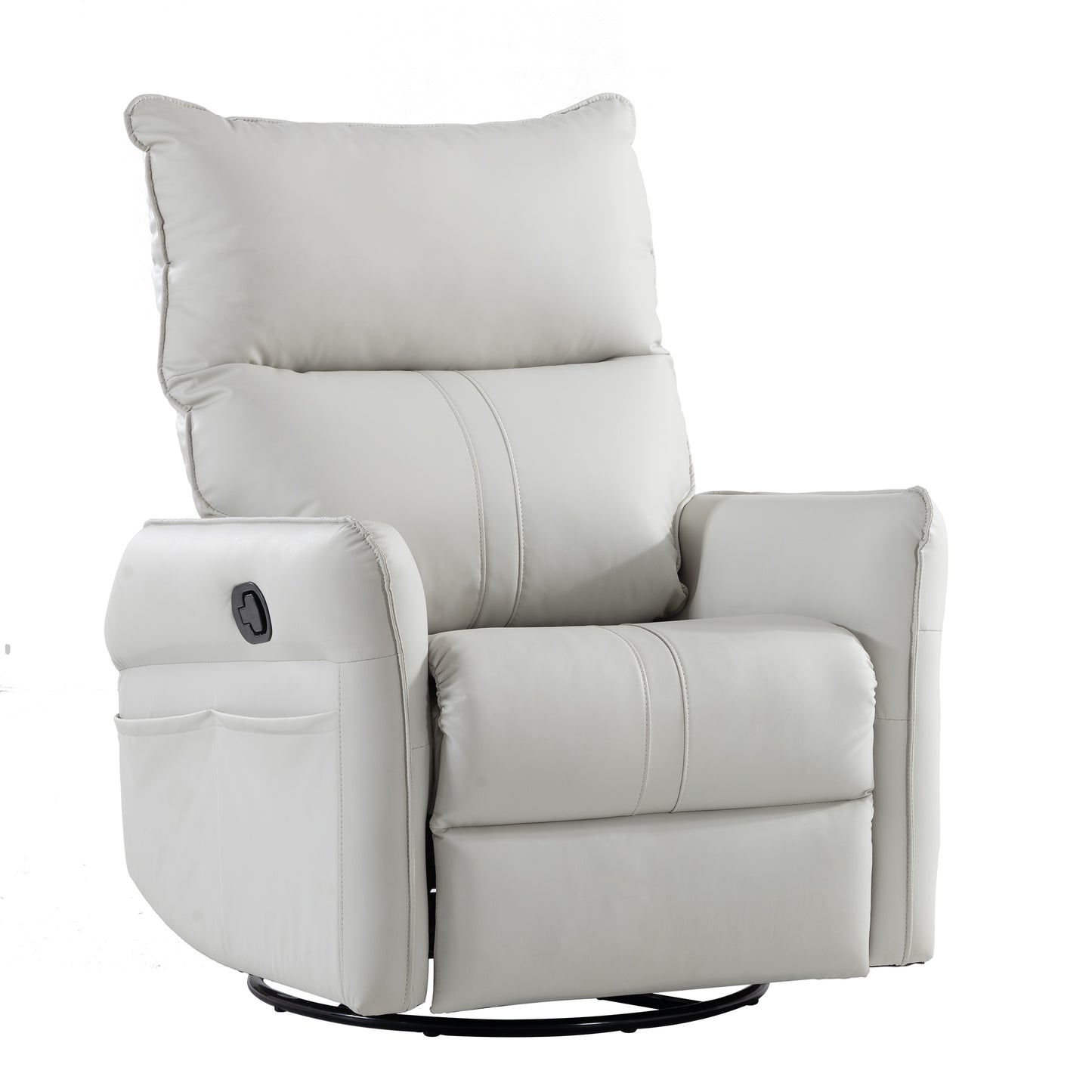 Light Gray Swivel Rocking Recliner Chair with Side Pockets