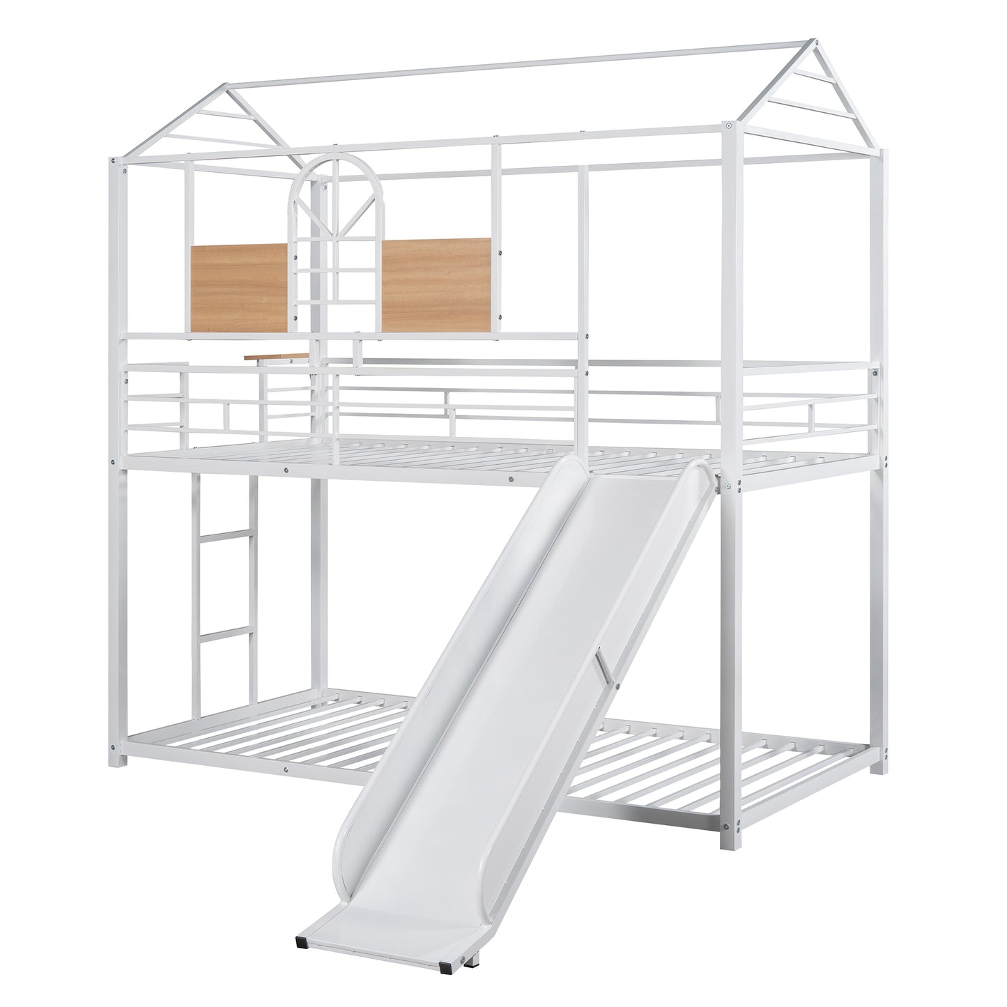 Metal Playhouse Bunk Bed with Slide - Trio of Color Options and Safe Design