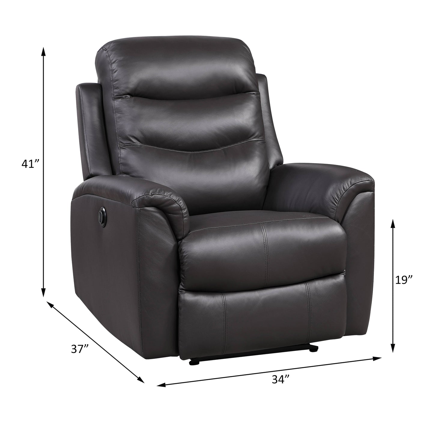 Ava Recliner in Brown Top Grain Leather Match with Power Motion