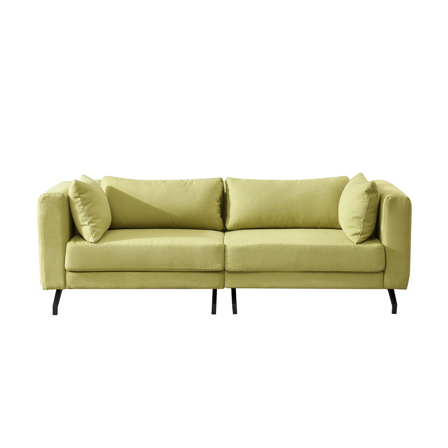 Living  Room  Sofa Couch with Metal Legs Light Green Fabric