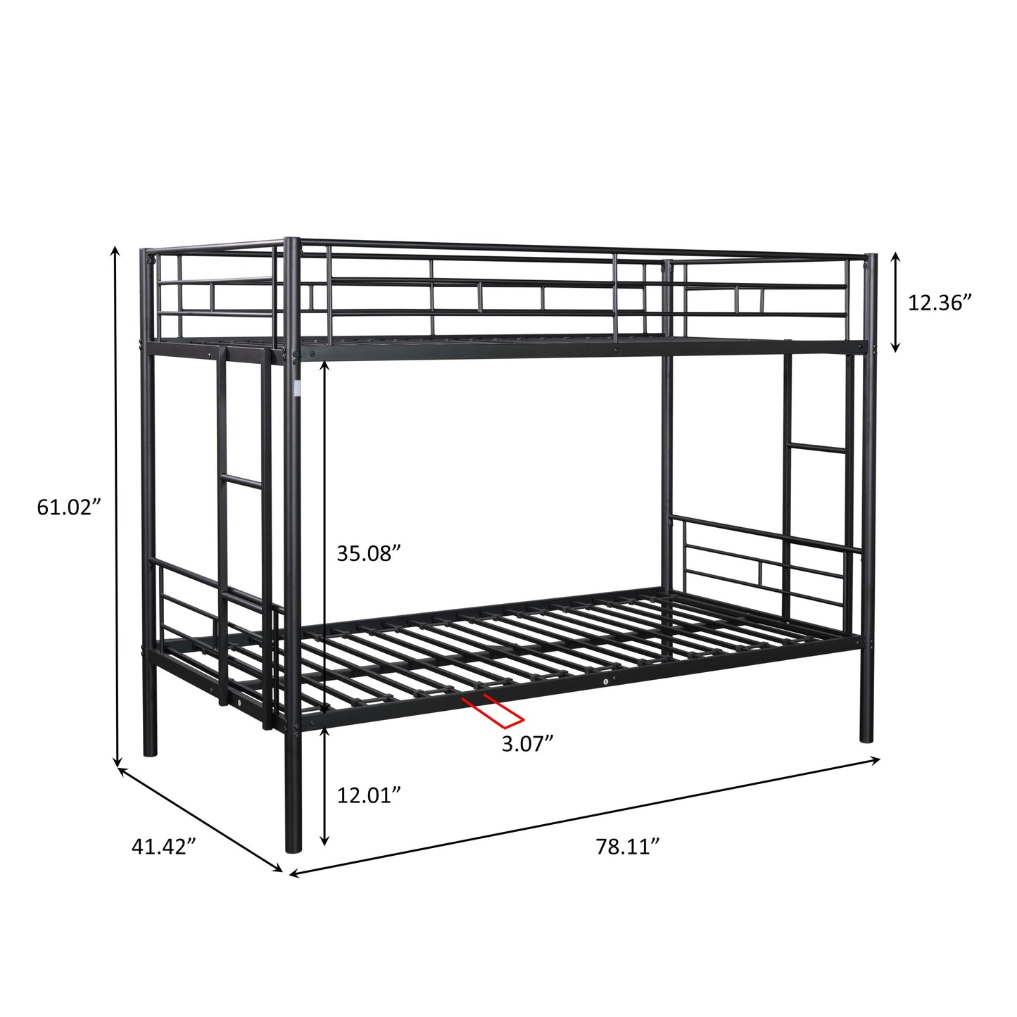 Metal Twin Bunk Bed with Enhanced Safety Measures