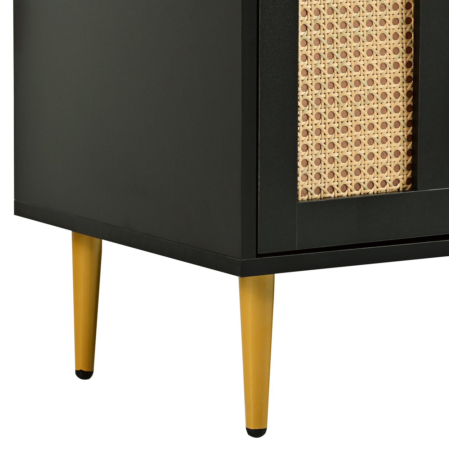 Modern Entertainment Console Table with Rattan Doors for TVs up to 55