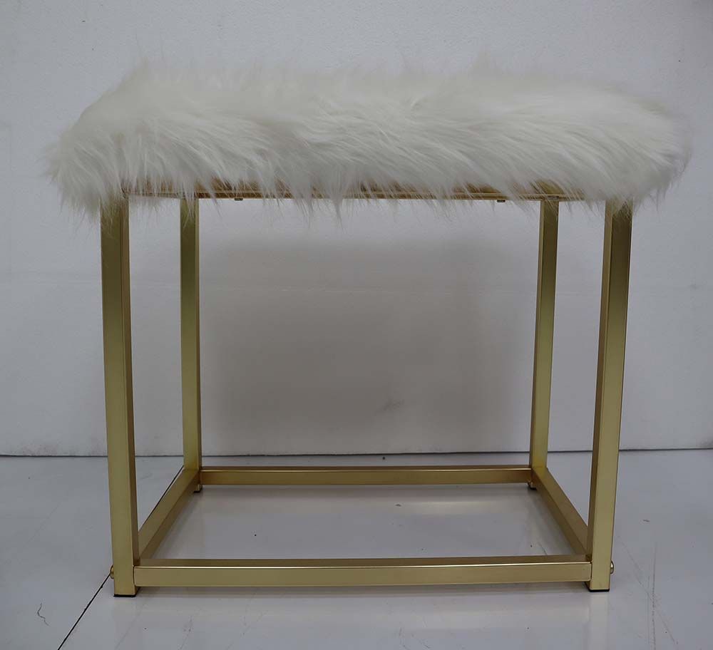 Adao Vanity Mirror & Stool, Faux Fur, Mirror, Pink & Gold Finish AC00934