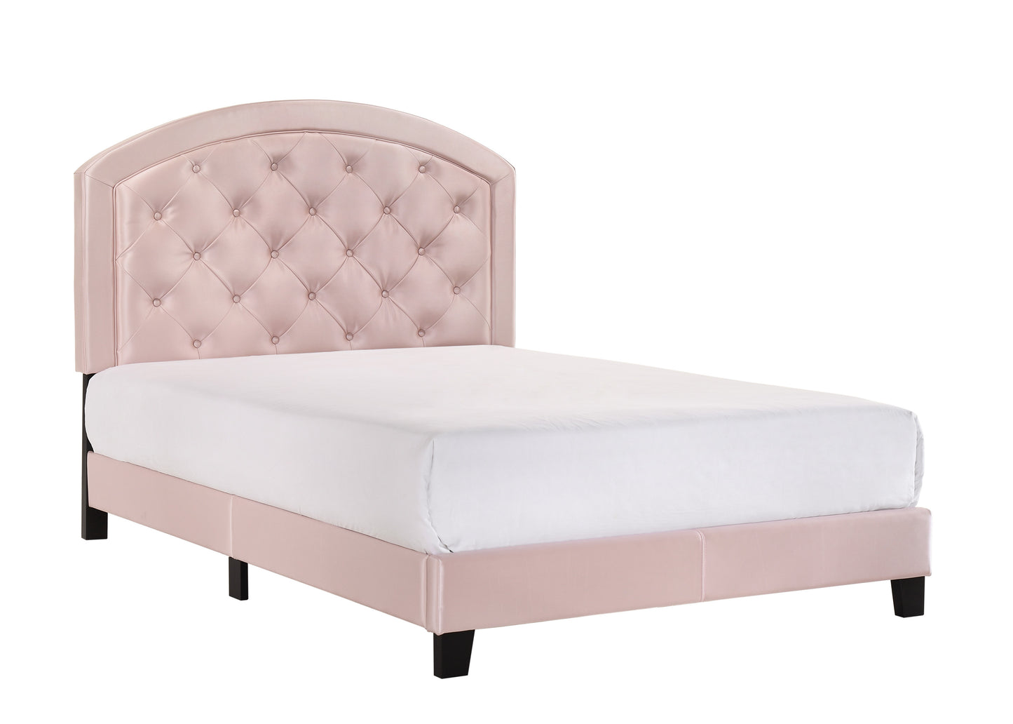 Full Upholstered Platform Bed with Adjustable Headboard 1pc Full Size Bed Pink Fabric